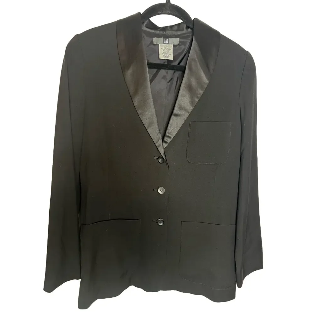Gap Wool Blend Lined Black Blazer Size 4 Oversized